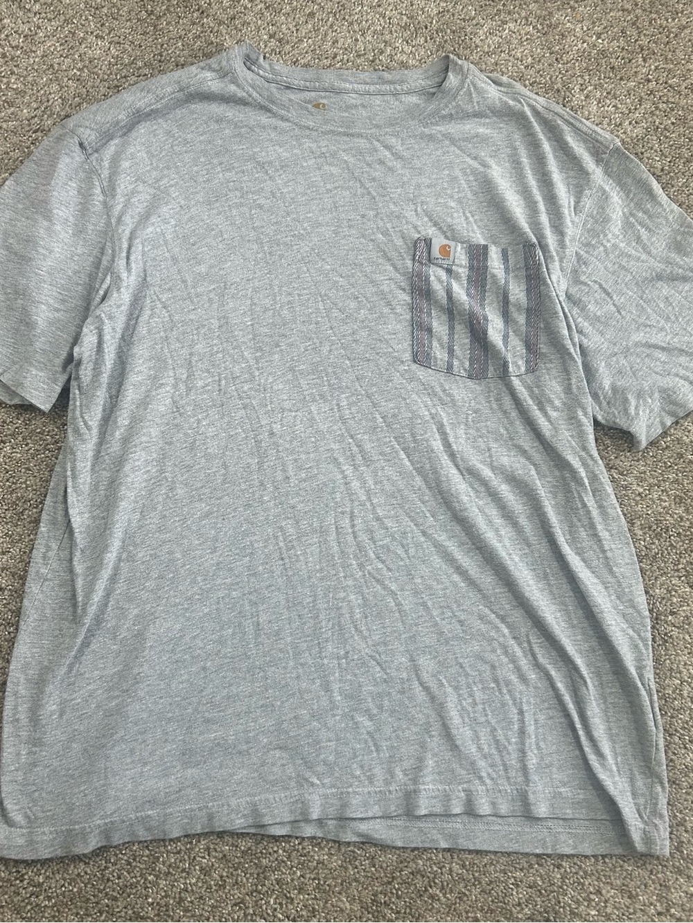 Carhartt Light Gray Short-Sleeve Tee with Striped Pocket